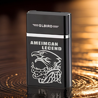 YAROH 07W_Legend lighter USB Rechargeable Eagle Legend Slide Lighter Pocket Lighter(Black)