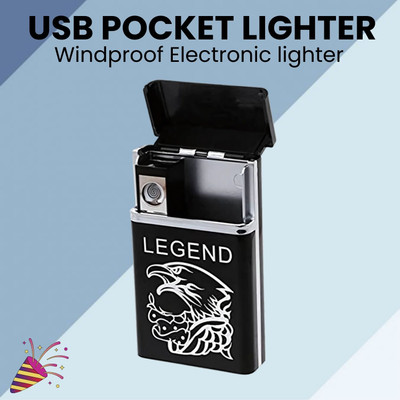 Clairbell Legend USB Rechargeable (Cigarette Lighter)Electronic Usb Windproof LighterL465 Legend USB Rechargeable (Cigarette Lighter)Electronic Usb Windproof LighterL465 Pocket Lighter(Black)