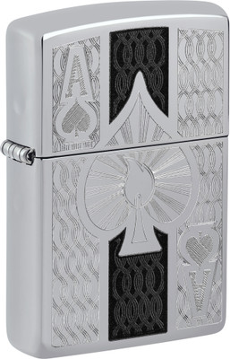 ZIPPO Engraved Intricate Spade Chrome Windproof Lighter Pocket Lighter(Silver)
