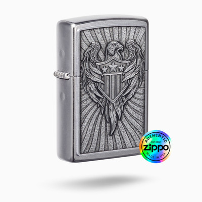 ZIPPO Eagle Shield Emblem Design Windproof Lighter Pocket Lighter(Black)