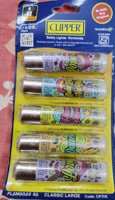 clipper Refillable Large Cigarette Lighters (Hippie Party 2) - 5 PCS Pocket Lighter(Multicolor)