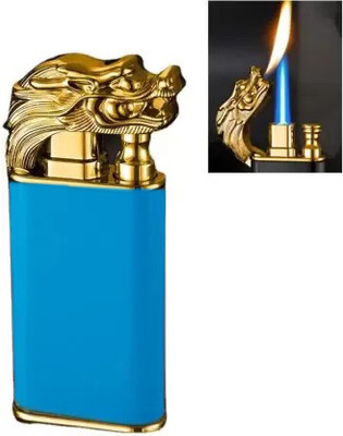 Daz Cam Crocodile Blue Gold (Pack of 1) DRAGON DOUBLE FLAME CROCODILE SOLID CIGAR CIGARETTE LIGHTER Pocket Lighter(Blue)