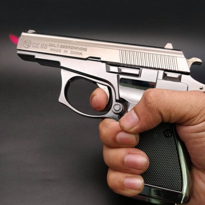 HumBiG Gun Shape Cigar Cigarette Lighter with Loading System and Cover GUN LIGHTER (CZ-83) Pocket Lighter(GREY)