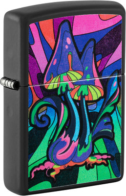 ZIPPO Black Light Trippy Mushroom Black Matte Windproof Lighter Pocket Lighter(Black)
