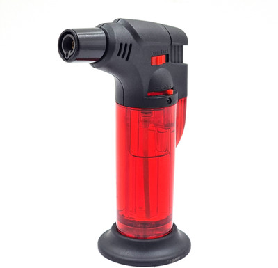 VIOVI Red Transparent Body Blue Torch Jet Flame Gas Refillable Lighter Visit Website www.myfirstdot.com Pocket Lighter(Red)