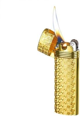 teamB Soft Flame Butane Lighter – Adjustable Refillable Lighter with Grinding Wheel Soft Flame Butane Lighter Pocket Lighter(Gold)