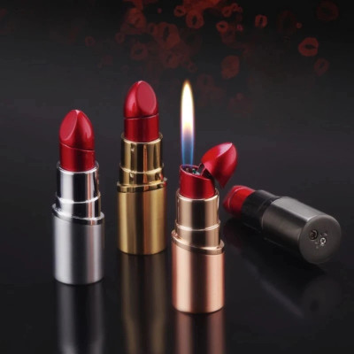 teamB Lipstick Lighter - Butane Gas Refillable | Reusable Windproof Trench Lighter Elegant & Portable Cigarette Lighter for Men & Women Pocket Lighter(Gold)