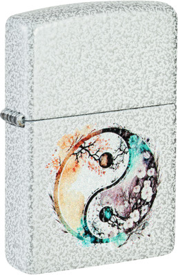 ZIPPO Floral Yin and Yang Design Glacier Windproof Lighter Pocket Lighter(White)