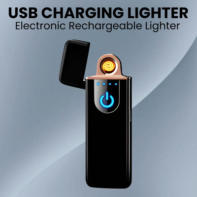 Clairbell USB (Cigarette Lighter) for Smoking Windproof Slim Lighter with FingerprintI137 USB (Cigarette Lighter) for Smoking Windproof Slim Lighter with FingerprintI137 Pocket Lighter(Black)