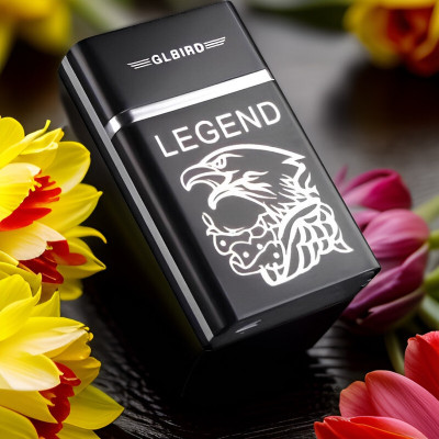 FRONY 48H_Legend lighter USB Rechargeable Eagle Legend Slide Lighter Pocket Lighter(Black)