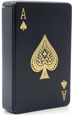 Goofy Giftings Metal Black Ekka Poker Card Blue Flame Windproof Cigarette Lighter With Fuel Premium Ace of Spades Lighter – Poker Card Design Pocket Lighter(Black)