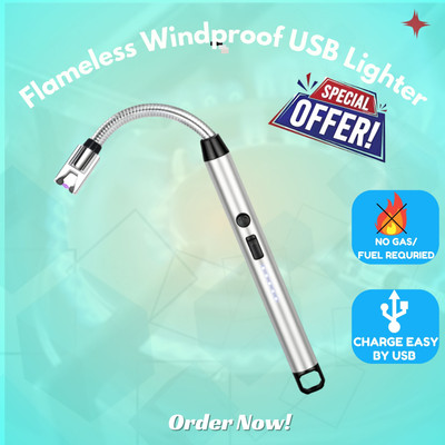 Clairbell Electric USB Lighter Rechargeable Windproof USB Lighter 360° Flexible NeckUX310 Pocket Lighter(Silver)