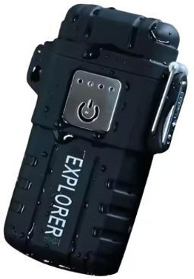 MZ Waterproof and Windproof Flameless Double ARC Rechargeable Lighte Pocket Lighter(BLACK)