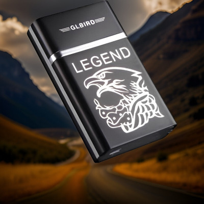 GUGGU 38D_Legend lighter USB Rechargeable Eagle Legend Slide Lighter Pocket Lighter(Black)