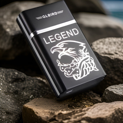 GUGGU 43N_Legend lighter USB Rechargeable Eagle Legend Slide Lighter Pocket Lighter(Black)