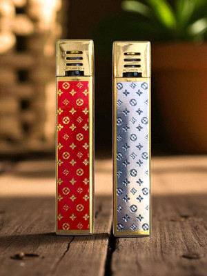 Goofy Giftings Men & Women use Multipurpose Pocket Lighter----03 Luxury Refillable Metal Cigarette Lighters – Designer Patterned Butane Lighter Pocket Lighter(Multicolor)