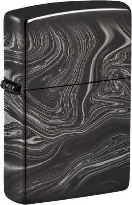 ZIPPO Marble Pattern Design High Polish Black Windproof Lighter Pocket Lighter(Black)