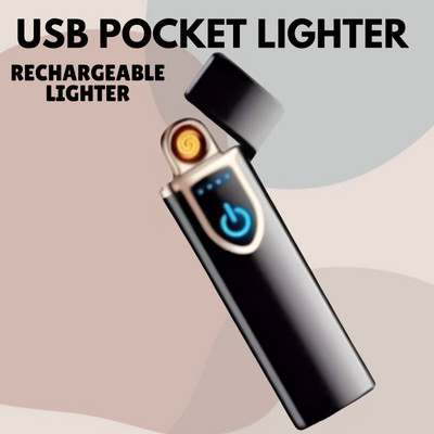 Clairbell USB Cigarette Lighter for Smoking Windproof Slim Lighter with Fingerprint I451 USB Cigarette Lighter for Smoking Windproof Slim Lighter with Fingerprint I451 Pocket Lighter(Black)
