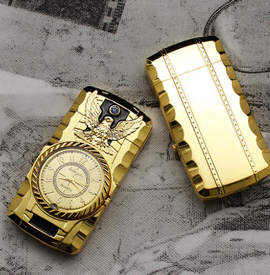 HumBiG ™ Watch Gas Lighter Turbo Powerful Gas Jet Torch Lighters Metal Gadgets for Men Jet Flame Watch Lighter And Flashing Light 4 Colors in Watch | Metal Pocket Pocket Lighter(Golden)