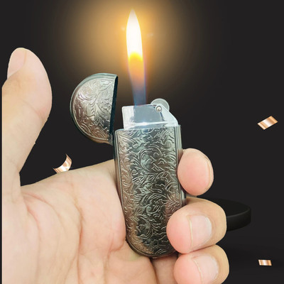 teamB Mini Thin Butane Lighter w/ Metal Grinding Wheel & Flint Pocket Lighter(Black)