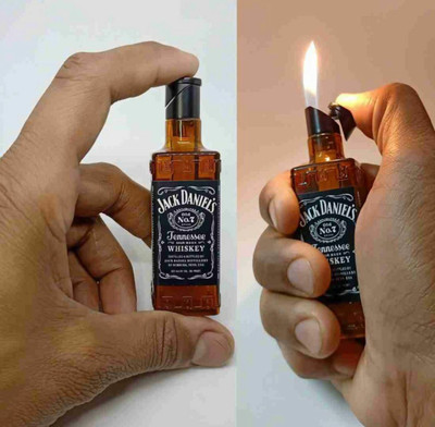 GOOD THINGS Unique Cigarette Lighter Jack Daniel's Bottle Shape Pocket Lighter Pocket Lighter(Sneeky Brown)