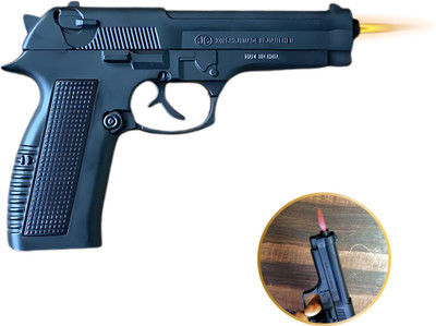 REPISH Gun Shape Cigar Cigarette Lighter with Loading System and Cover GUN LIGHTER (608) Pocket Lighter(BLACK)