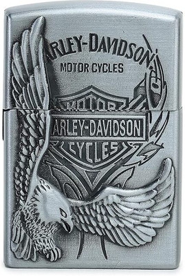 praliptha Harley-Davidson Eagle Emblem Windproof Refillable Metal Lighter – Collectible Pocket Lighter(Silver Grey)