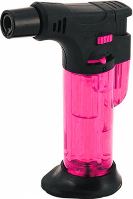 Puff Smart Jet flame lighter Windproof Cigarette Jet Flame Blow Gun Thrower Torch Barbeque Lighter Pocket Lighter(Pink, Black)