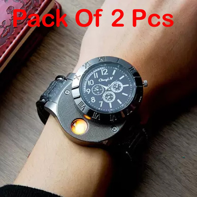 Ala Flame USB Charging Cigarette hand Watch Electronic Watch lighter Multi-function Electric Cigarette Visit Website www.myfirstdot.com Pocket Lighter(Black)