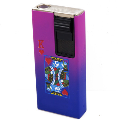ASRAW Windproof Jet Flame Refillable Slide Button Cigarette Lighter - Deck of Card - Pocket Lighter(Blue)