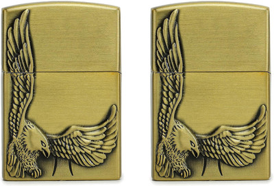 Prateek Kitchenware Gold Antique Eagle Print Refillable Classy Windproof Pocket Lighter02 Antique Eagle Print Refillable Classy Windproof Pocket Lighter Pocket Lighter(Golden)