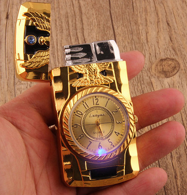 HumBiG ™Jet Torch Lighter Turbo Butane Gas Windproof Lighter Jet Flame Watch Lighter And Flashing Light 4 Colors in Watch | Metal Pocket Pocket Lighter(Golden)