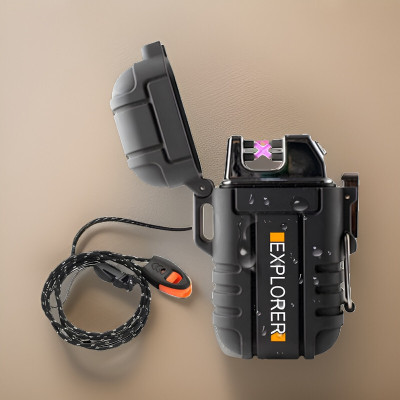 GUGGU A05_Explorer lighter Pocket-Sized Flameless Waterproof Military Lighter Pocket Lighter(Black)