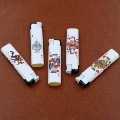 FASTIDIOUS Pack of 5 White Card Deck Jet Flame Windproof Pocket Lighter Pocket Lighter(White)