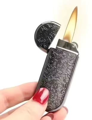 teamB Mini Thin Butane Lighter w/ Metal Grinding Wheel & Flint Pocket Lighter(Silver)