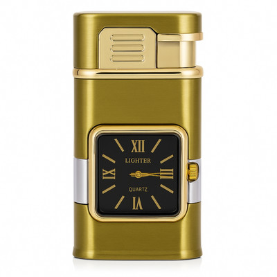 FITUP Premium Men’s Stylish Watch Lighter | Refillable Jet Flame Torch | Windproof Butane Lighter with Premium Finish Pocket Lighter(Gold)