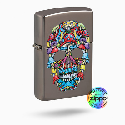 ZIPPO Mushroom Skull Windproof Lighter Pocket Lighter(Black)