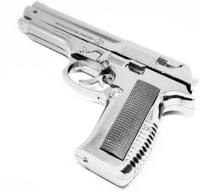 Treasurer No 1 Reloded Silver Heavy Metal Pistol Gun Lighter | Barrel Pull Back System | myfirstdot Pocket Lighter(Silver)