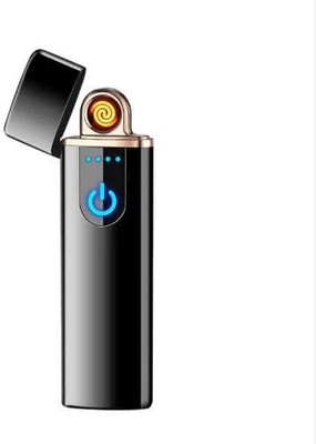 RGV Cigarette Pocket Lighter Premium Quality Metal Finger Sensor Usb Charging Cigerette Lighter Pocket Lighter(BLACK)