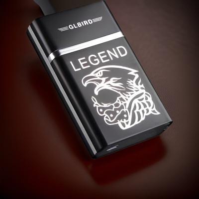 FRONY 69R_Legend lighter USB Rechargeable Eagle Legend Slide Lighter Pocket Lighter(Black)