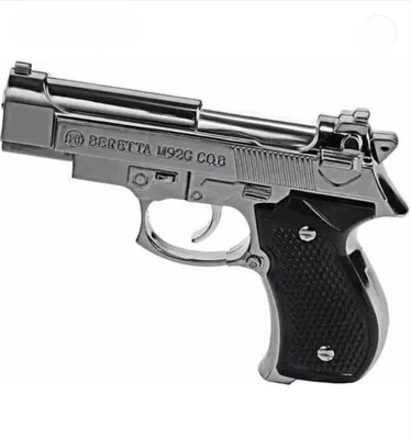 GENZ Mini Beretta Pistol Shape Windproof Jet Flame Refillable Pocket Lighter(Silver)