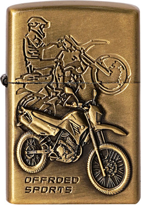 Point Zero Premium Windproof Refillable Lighter - Sturdy Metal Body Premium Windproof Refillable Lighter - Sturdy Metal Body with R15 Bike Embossed Pocket Lighter(Gold)