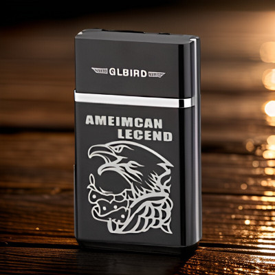 FRONY 34E_Legend lighter USB Rechargeable Eagle Legend Slide Lighter Pocket Lighter(Black)