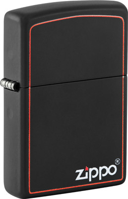 ZIPPO Classic Logo with Red Border Black Matte Windproof Lighter Pocket Lighter(Black)