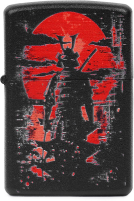 First Dot Lighter | Windproof Cigarette Lighter For Men | Metal Red Sun Samurai Warrior Pocket Lighter(Black)