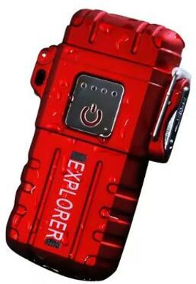 MZ Waterproof and Windproof Flameless Double ARC Rechargeable Lighte Pocket Lighter(RED)