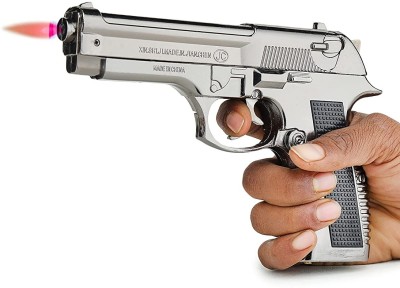 FITUP 608 Pullback Lighter Gun Toy-Fully Metal Gun Pocket Lighter(Silver)