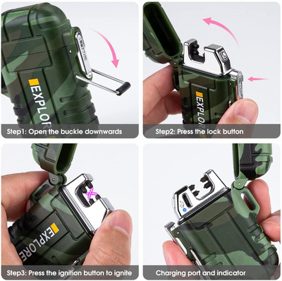 ENMORA Portable Waterproof Arc Lighter Mini Lighter YHZ25 Pocket Lighter(MULTI)