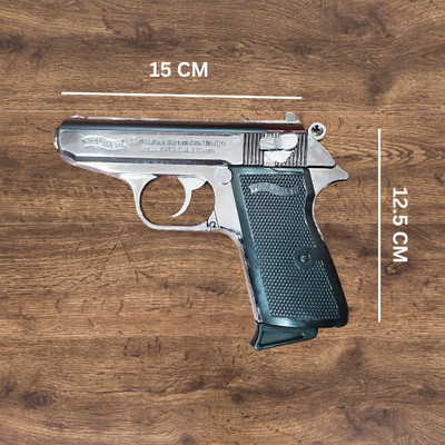 NEXIFY Steel Metal Heavy Gun Lighter With Windproof Flam Steel Gas Lighter SILVER GUN LIGHTER (508) Pocket Lighter(SILVER)