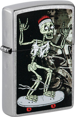 ZIPPO Skateboard Street Chrome Windproof Lighter Pocket Lighter(Silver)